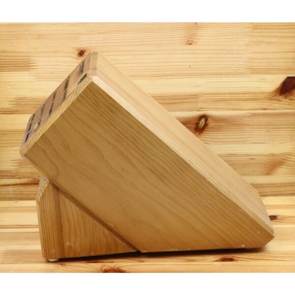 Emeril Wusthof Knife Block Wood Wooden Storage Holder 17 Slot Countertop Oak - Picture 2 of 4